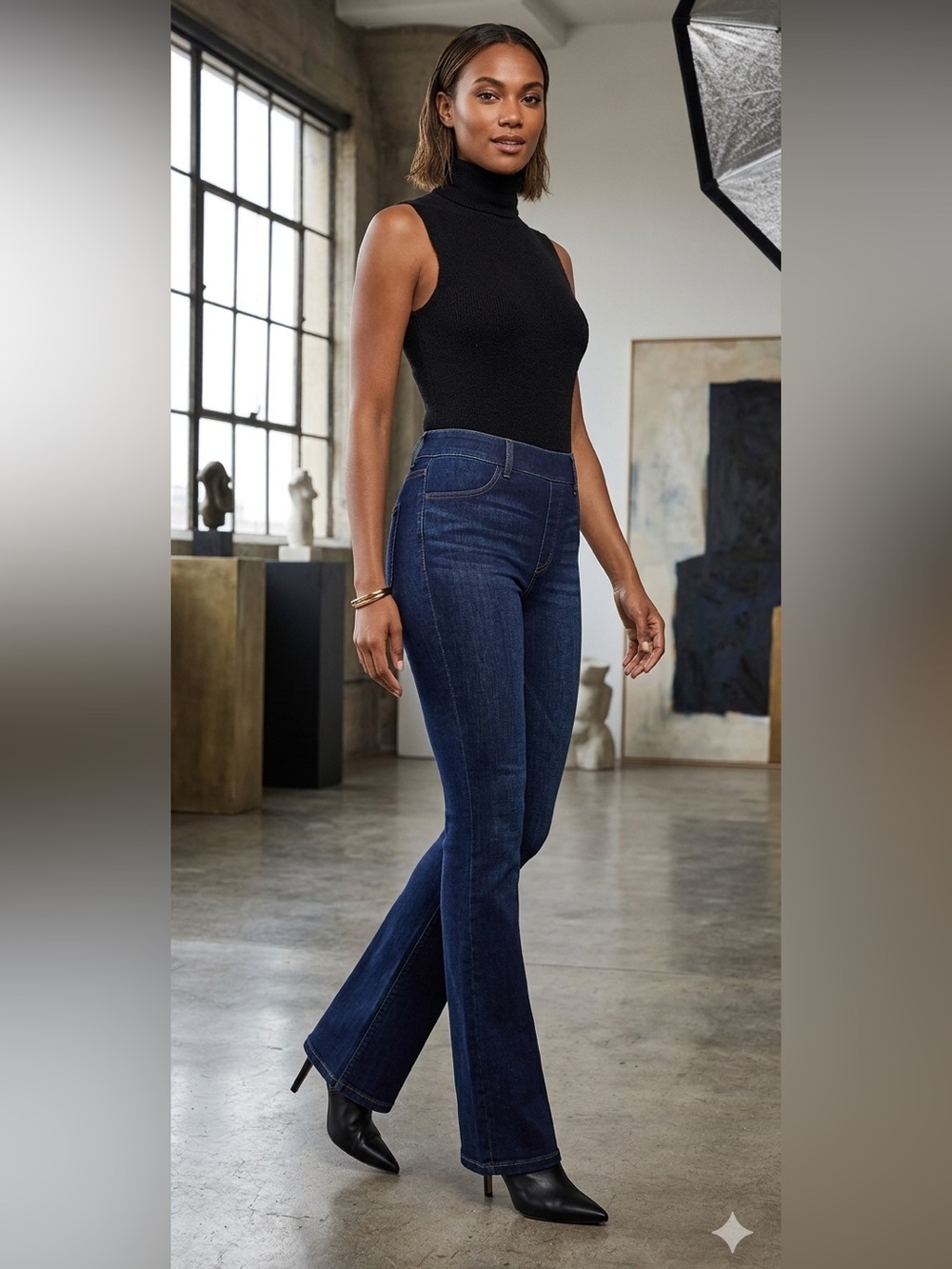 Spanx Flare  Bootcut Jeans in Midnight Shade Dark Wash 
 Size Medium NWOT